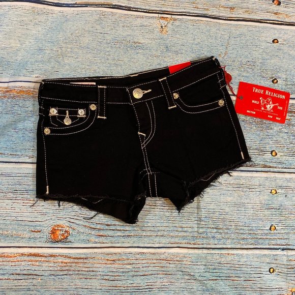 True Religion Pants - True Religion Black Joey Low Rise Cut Off Short 25